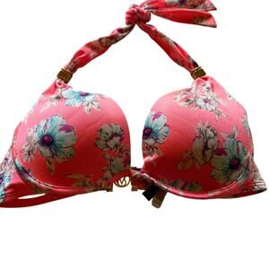 Victoria's Secret Harlow Halter Push-Up Bikini Top Floral 36C Swim‎